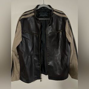 NWOT  Machine Type Field Apparel Faux Leather Coat